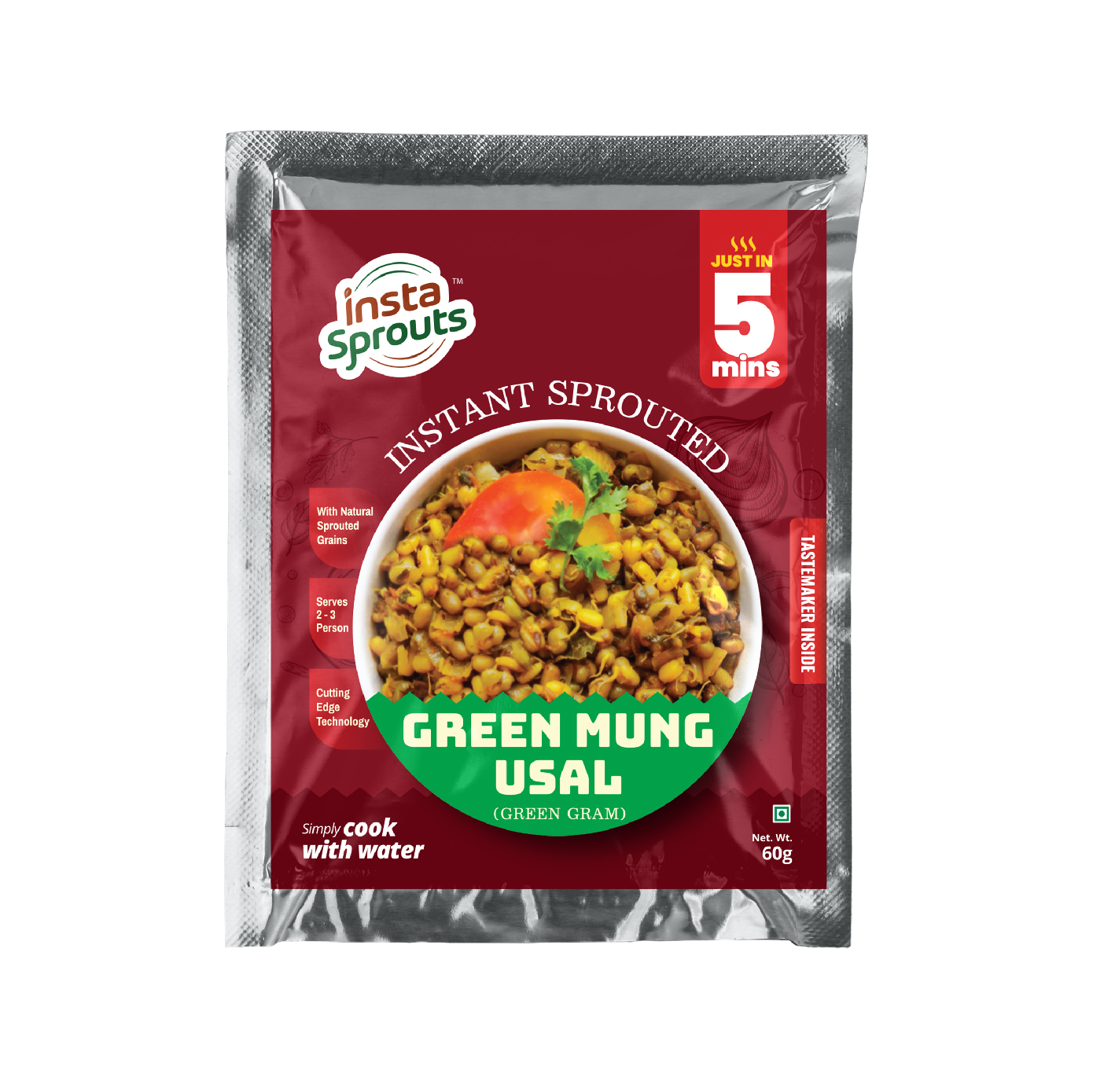 Instant Sprouted Green Mung Usal (Green Gram) front